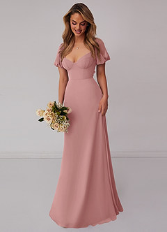Barbie ♥ Azazie Bridesmaid Dresses Dusty Rose A-Line Pleated Chiffon Dress image6