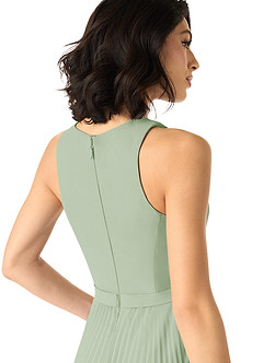 Azazie Lindie Bridesmaid Dresses Dusty Sage A-Line Scoop Pleated Chiffon Dress image5