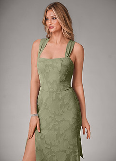 Azazie Luci Bridesmaid Dresses Pistachio Mermaid Pleated Floral Burnout Convertible Dress image4