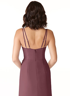 Azazie Leo Bridesmaid Dresses Sangria Mermaid V-Neck Pleated Chiffon Dress image6