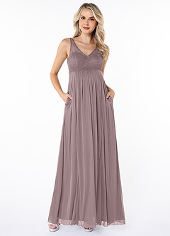 Azazie Andrea Final Sale A-Line Pleated Mesh Floor-Length Dress image4