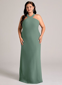 Azazie Doretta Bridesmaid Dresses Eucalyptus Mermaid Pleated Chiffon Dress image6