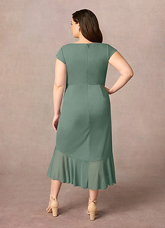 Azazie Renetta Mère de la mariée Robes Robe Fourreau en Maille Col V plissé Eucalyptus image10