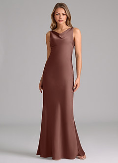 Azazie Allettie Bridesmaid Dresses Espresso Mermaid Stretch Satin Dress image6