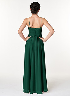 Azazie Catalina Junior Emerald A-Line Ruched Chiffon Dress image2