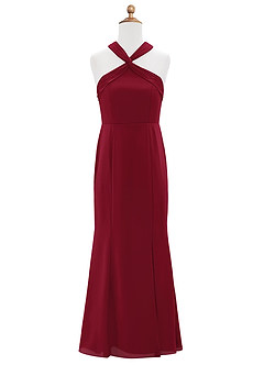 Azazie Rue Junior Burgundy Mermaid Side Slit Chiffon Dress image6