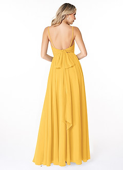 Azazie Gracie Bridesmaid Dresses Marigold A-Line Pleated Chiffon Dress image2
