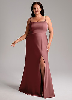 Azazie Lidia Bridesmaid Dresses Amethyst Mermaid Side Slit Stretch Satin Dress image10