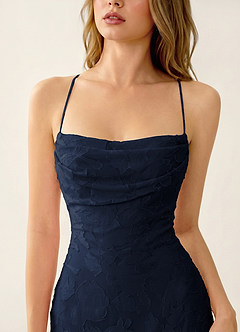 Natasha Navy Jacquard Corset Mermaid Prom Dress image6