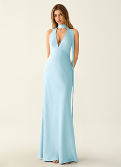 Wrenllien Sky Blue Satin Prom Dress image5