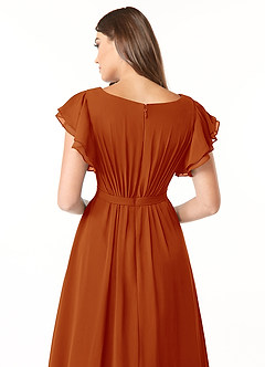 Azazie Daphne Modest Bridesmaid Dresses A-Line Ruffled Chiffon Floor-Length Dress image5
