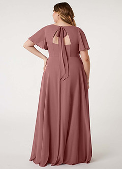 Azazie Kimber Bridesmaid Dresses Desert Rose A-Line Flounce Sleeve Chiffon Dress image10