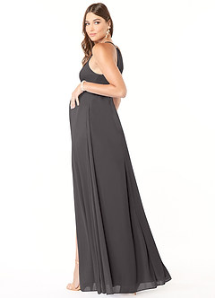 Azazie Annabelle Maternity Bridesmaid Dresses A-Line V-Neck Pleated Mesh Floor-Length Dress image5