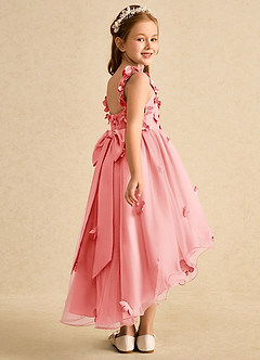 Azazie Tweety Blumenmädchenkleider A-Linie Spitze Tüll Kleid Koralle image6