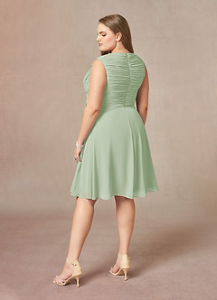 Azazie Theron Mother of the Bride Dresses Dusty Sage A-Line V-Neck Pleated Chiffon Dress image9