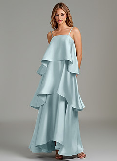 Azazie Azalea Bridesmaid Dresses Mist A-Line Ruched Stretch Satin Dress image5