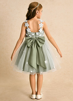 Azazie Junebug Flower Girl Dresses Ivory Pistachio Ball-Gown Lace Tulle Dress image1