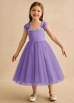 Azazie Yosemite Flower Girl Dresses Tahiti Ball-Gown Sweetheart Neckline Tulle Dress image4