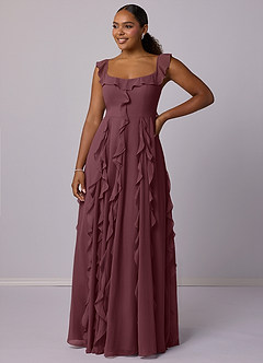 Barbie ♥ Azazie Bridesmaid Dresses Sangria A-Line with Pockets Chiffon Dress image9