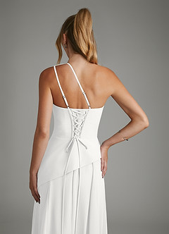 Azazie Holly Bridesmaid Dresses White A-Line Corset Chiffon Dress image8