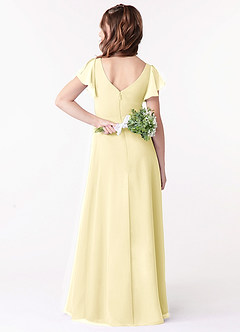 Azazie Omari Junior Lemon Sorbet A-Line Ruched Chiffon Dress image2