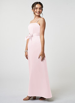 Azazie Anina Vestido de Rosa Rubor de Satin Mate de Acampanado con Lazo image5