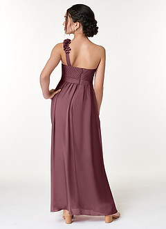 Azazie Flower Junior Sangria A-Line Pleated Chiffon Dress image6