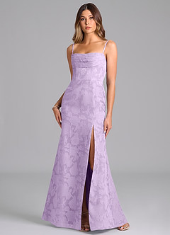 Azazie Saige Bridesmaid Dresses Lilac A-Line Off the Shoulder Floral Burnout Convertible Dress image3