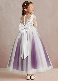 Azazie Elodie Flower Girl Dresses Ivory Grape Ball-Gown Lace Dress image4