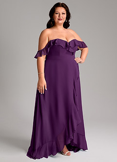 Azazie Lyra Bridesmaid Dresses Grape A-Line Chiffon Convertible Dress image13