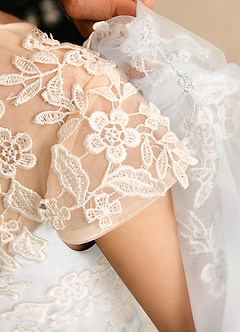 Azazie Dandelion Flower Girl Dresses Ivory Ball-Gown Lace Dress image8