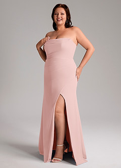 Azazie Leonis Bridesmaid Dresses Powder Pink Sheath Strapless Chiffon Convertible Dress image13