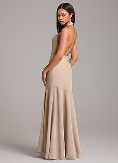Azazie Lorena Bridesmaid Dresses Taupe Mermaid Pleated Chiffon Dress image6