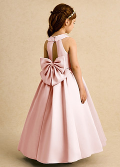 Azazie Daisies Jurken voor bloemenmeisjes Baljurk Jurk van Mat Satijn Boog Blozend Roze image1