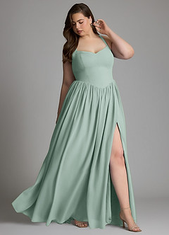 Azazie Francis At-home Try On Dresses Agave A-Line Corset Chiffon Dress image11