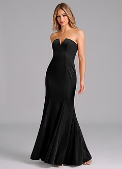 Azazie Yinnie Bridesmaid Dresses Black Mermaid Strapless Velvet Convertible Dress image3