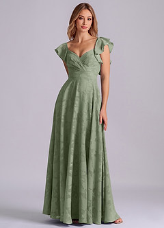 Azazie Leilani Robes de demoiselle d'honneur Robe Trapèze en Blumen-Burnout Encolure en Forme de Cœur Agave image3