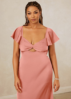 Christian Siriano Bridal for Azazie 1005 Bridesmaid Dresses Coral Sheath Sweetheart Neckline Stretch Satin Dress image14