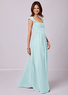 Barbie ♥ Azazie Bridesmaid Dresses Sea Glass A-Line Corset Chiffon Dress image5