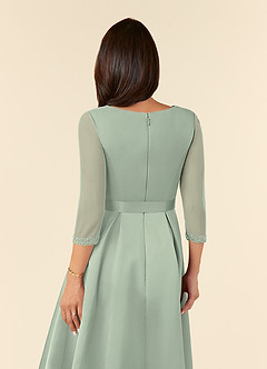 Azazie Maritza Mother of the Bride Dresses Dusty Sage A-Line Pleated Matte Satin Dress image5