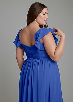 Azazie Anaya Robes de demoiselle d'honneur Robe Trapèze en Mousseline de soie Décolleté en cœur Bleu Roi image9