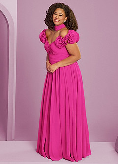 Barbie ♥ Azazie Vestidos de damas de honor Vestido de Barbie Rosa de Gasa de Corte en A Convertible con Vestidos sin tirantes image14