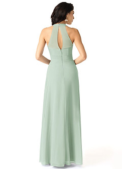 Azazie Danica Bridesmaid Dresses Agave A-Line Pleated Chiffon Dress image2