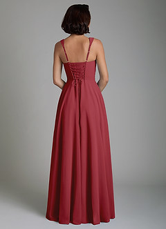 Azazie Azaria Bridesmaid Dresses Pomegranate A-Line Corset Chiffon Dress image6
