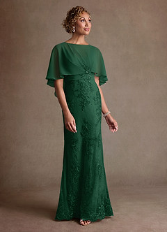 Azazie Amrita Mother of the Bride Dresses Dark Green Mermaid Lace Chiffon Dress image4