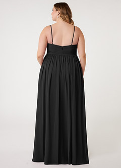 Azazie Alia Bridesmaid Dresses Black A-Line Pleated Chiffon Dress image7