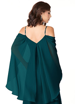 Azazie Cienna Jurken voor bruidsmeisjes Jurk van Chiffon met A-Lijn Off the Shoulder Pijnboom image3