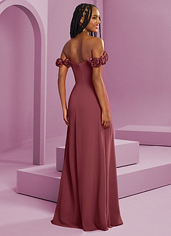 Barbie ♥ Azazie Robes de demoiselle d'honneur Robe Trapèze Convertible en Mousseline de soie Épaule décolletée Merlot image9
