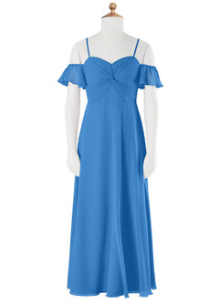 Azazie Juna Junior Blue Jay A-Line Off the Shoulder Chiffon Dress image6