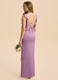 Azazie Jessamine Junior Wisteria A-Line Ruched Stretch Satin Dress image4